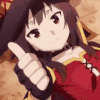 megumin: (Thumbs up after explosion)