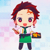 tropicsbear: Chibi Kamado Tanjiro from Kimetsu no Yaiba serving ebi tempura (KnY: Tanjiro cafe art)