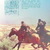 lightmod: Distant shot of Jessie and Edgar on horseback in the game Evil West. (evil west)
