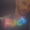 sunfright: Logan Marshall-Green with the text  "fuck". (poetry)