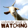tree: a goat! text: yuletide goat is watching ([yuletide] yule goat!)
