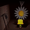 javert: guardian from petscop stands in front of the giant daisy in the shed (petscop daisy)