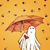pianogurl330: Ghost with umbrella as fall leaves falling into place. (Fall 🎃 Ghost with Umbrella)