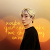 tinny: Zhu Yilong with white-blond hair, a transition state from his Broken Hearts blue-hair time, glowy yellow, looking back over his shoulder, with the Maxton Hall First and Last lyrics "maybe [...] you can make me change my mind" (zyl_blonde hair bokeh change my mind)