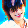 sakana17: zhu yilong with long bangs, wearing sunglasses, smiling, in vivid colors (zhu-yilong-color-smile)