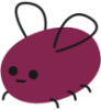 eggbug_club: A dark red, stylized fly in the shape of an oval. (Default)