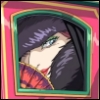 tresfoyle: a very large woman's face peering smugly and improbably from the confines of a lavish but normal-sized coach's window. She's dressed in lavish, dark furs and half-concealing her face behind a fan. It's taken from a scene from Miyazaki's Howl's Moving Castle adaptation. (Default)