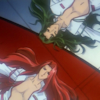 sarajayechan: Touga and Saionji lying head to head on the floor of the dueling arena in another intentional parallel to Utena/Anthy ([RG Utena] Touga/Saionji)
