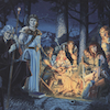 ermingarden: the Heroes of the Lance around a campfire (dragonlance)