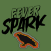 shineonfest: Icon spelling Fever Spark on a dark green background, with an illustration of a raven. (fever spark)