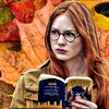 tarlanx: Amy reading a book with Fall leaves-colors (TV - Doctor Who - Amy Pond)
