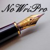 ysilme: Tip of an elegant fountain pen with a trace of ink on the gold nib, with caption "NoWriPro". (NoWriPro)