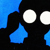 unholyghost: a silhouette of Okarun from Dandadan holding the corner of his white glasses. (okarun)