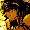haunted_cherries: screenshot from the twisted wonderland manga of Leona Kingscholar smiling and looking to the left side of the screen (leona 1)