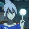 monalizard: A screenshot from the anime "Uchouten Kazoku". Benten is holding the moon on her index finger. (uchouten_kazoku)