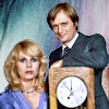 tarlanx: Sapphire seated next a clock. Steel standing behind leaning on clock (TV - Sapphire and Steel)