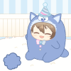 eyoqy: ryuumon from the birthday event sitting next to his puffball shit (idolish7)