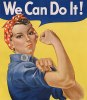 mecurtin: WW2 We Can Do It! poster, showing white woman in red-and-white-spotted bandana, rolling up sleeve of blue work shirt and flexing arm, saying We Can Do It! (resistance)