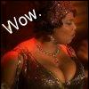 carmilla: Queen Latifah and her cleavage.  Caption reads 'Wow.' (Wow)