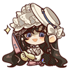 stormsyndrome: Official sticker art of Isolde from the video game Reverse 1999 depicting her smiling and holding a knife. (isoldeknife)