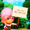 sarajayechan: Neo from the Chibi shorts, holding up a sign saying that Roman is "her dum-dum" ([RWBY Chibi] Neo)