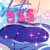 i_like_the_stars: Cropped image of Himemiya Touri’s butt in the water with sparkles and text that says: “shota ass” (Touri ass)