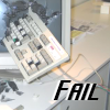 nondenomifan: old-timey single-unit computer with broken keyboard, text "fail" (computer fail by juliet316)