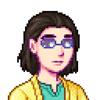 cye_of_the_torrent: Stardew Valley icon of a person with short brown hair and blue glasses (Hikaru IRL)
