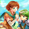 sarajayechan: Mist placing a flower crown on Rolf's head ([FE Tellius] Mist/Rolf)