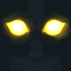 constantvrunning: Yellow glowing eyes on a dark catlike face. (Default)