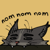 constantvrunning: A cat that is eating, with a goofy expression. (Chewing Cat)
