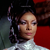 anghraine: t'pring from tos: she is a vulcan woman with dramatic, sparkly silver eyeshadow and dark hair in a tall, elaborate coiffure (t'pring)