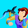 likealighthouse: Kayley from Quest for Camelot smiling at Ayden the falcon who rests on her arm. (Kayley)