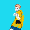 likealighthouse: a gif of itadori yuji from jujutsu kaisen dancing in the first ending credits (yuji dance blue)