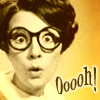 cyare: A woman with round glasses saying Oooh! (Text: Ooooh!)