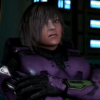 truththatsticks: Agent South Dakota in Halo armor purple and green, no helmet, platinum blond hair in a shaggy chin-length style, shoulders up, looking forward, frowning (Armor Closeup Nohelmet 2)