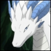 draconica: An anime picture of a white dragon with blue horns that stares into your soul (Default)