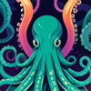 cyare: A green octopus with its tentacles all around it (Animal: Octopus: Tentacles)