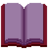purplethebunny: A purple book with red binding, open. Strange runes flash across the pages in gold. (book)