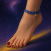 purplethebunny: A foot stepping onto a path of golden light.  The foot has a tattoo of the constellation lepus and a blue and purple anklet. (foot)