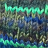 daeseage: green knit fabric with bright teal zigzags and small blue hearts (zigzag)
