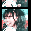 likealighthouse: lachesis from kr gotchard smiling brightly, the image is stacked twice in a film reel type frame (gotcha lachesis vid style)
