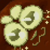 weirdnerdygoat: cartoony pixel art of a very zoomed in brown goat's face with light green eyes (pic#17885579)