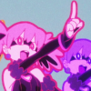 tropicsbear: Pink and a purple versions of Pop☆Step from Vigilantes: BnHA Illegals (Vigilantes: Pop☆Step colorful)