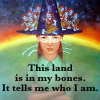 sashajwolf: Tiffany Aching with Feegles swarming over her hat and the words "This land is in my bones. It tells me who I am." (in my bones)