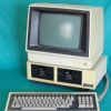 whisperpeir: A computer, monitor, and keyboard from the 70s on a vivid green background (morrow)