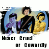 purplecat: Three drawings of Bernice Summerfield with the words Never Cruel or Cowardly. (Who:Benny)