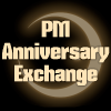 pmanniversaryexchange: "PM anniversary exchange" written over the Project Moon logo (a crescent moon with a keyhole). (PMAE)
