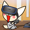 javert: fenneko (an anthro fennec) playing a VR game on her ps4, looking flustered (aggretsuko fenneko vr)