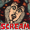 trillingstar: scream | pulp cover art of a screaming woman's face. Her hands are those of a skeleton. Text, all-caps, reads scream! (gen scream)